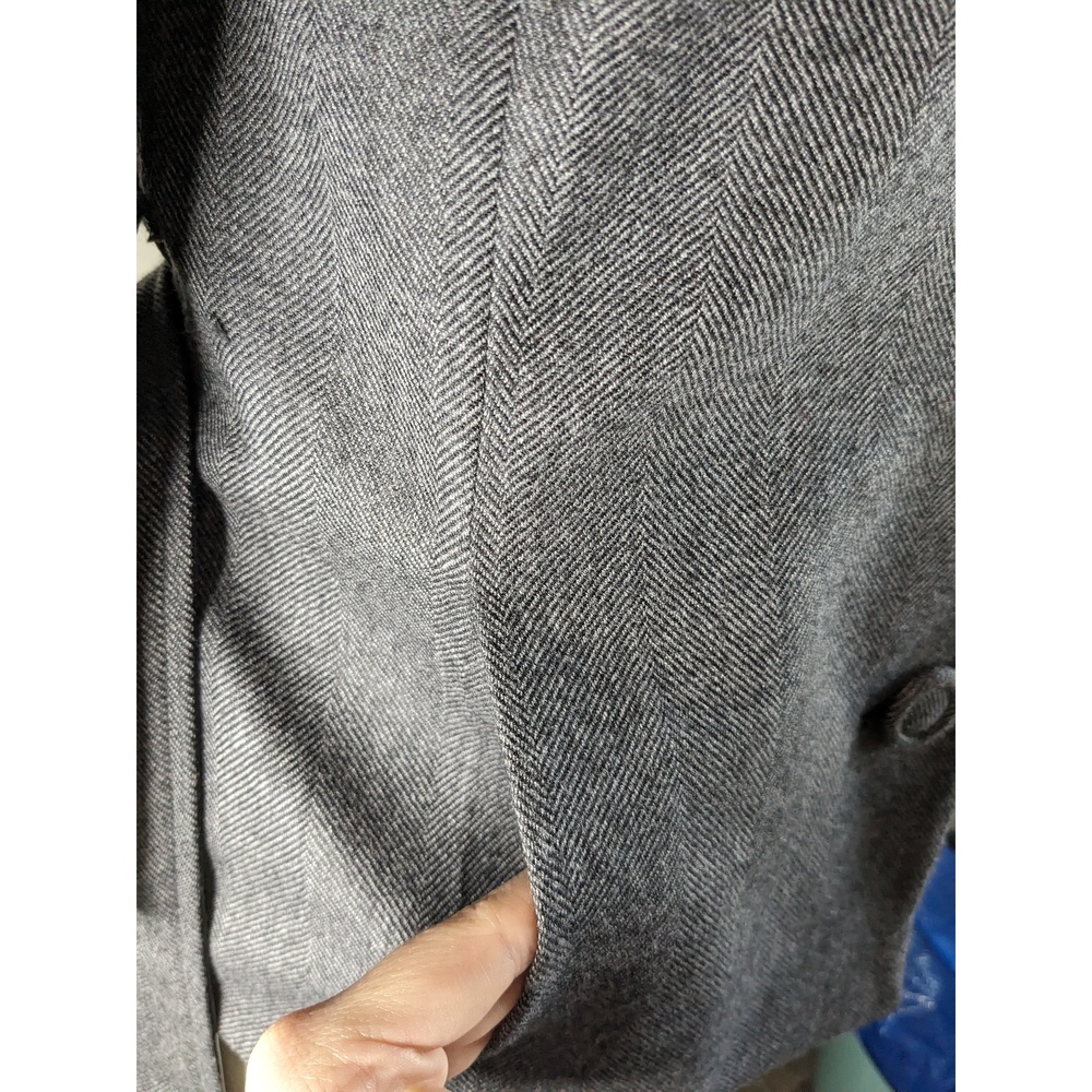 Talbots Vintage Gray Wool Button Up Belted Blazer Jacket, Size 8 - Picture 3 of 7